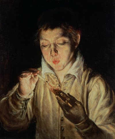 A Child Blowing on an Ember by El Greco